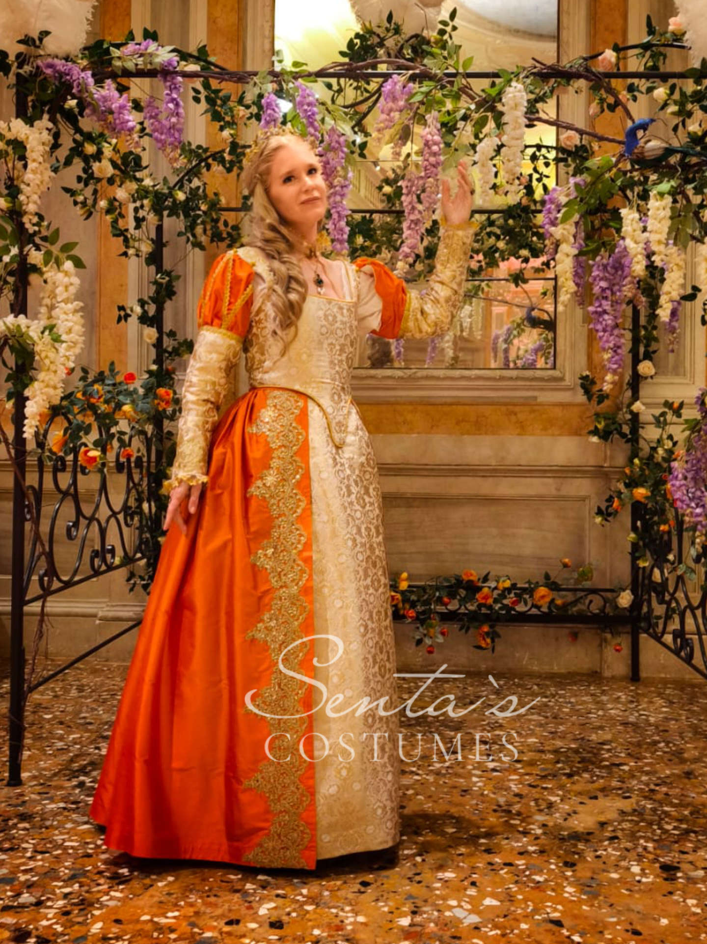 orange renaissance dress Late in white, gold and 36-40 (EU) - handmade Size:21½ 35/36 DIL KASH Short Black Velvet Evening it is recommended to