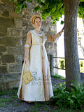 Pink Renaissance dress with white coat and hatpeace M L (EU) – handmade