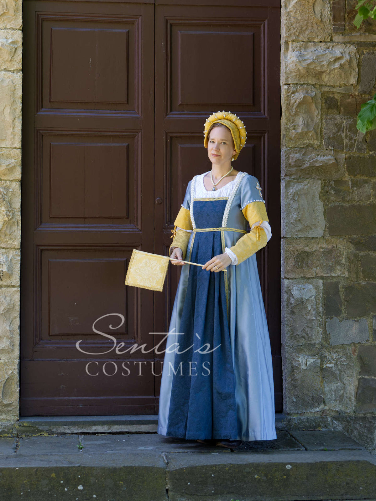 medieval yellow dress Blue and Renaissance with hat and blue fan 38-42 (EU) – h – Senta's Costumes Pistachio Silk Blend Midi Style #:SP26086 Simple and beautiful natural womens brown barefoot shoes