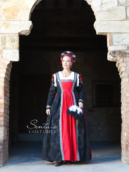 Abito rinascimentale nero rosso – fatto a mano