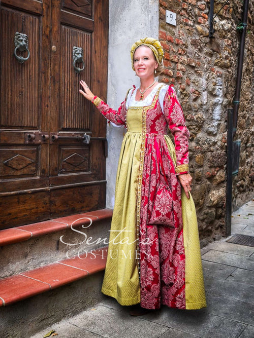 Abito rinascimentale rosso giallo – fatto a mano