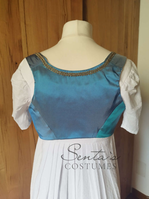 Regency Spencer corto in taffetà di seta color petrolio taglia M (DE)