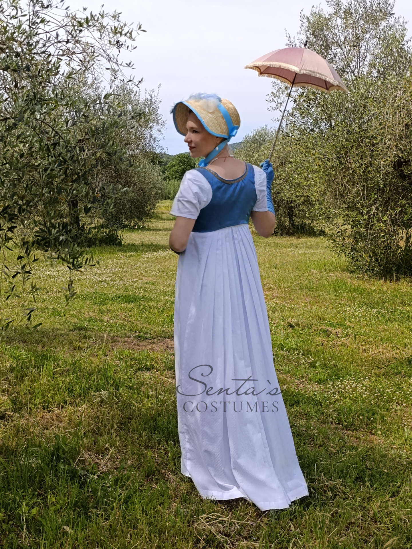 Regency Spencer corto in taffetà di seta color petrolio taglia M (EU)