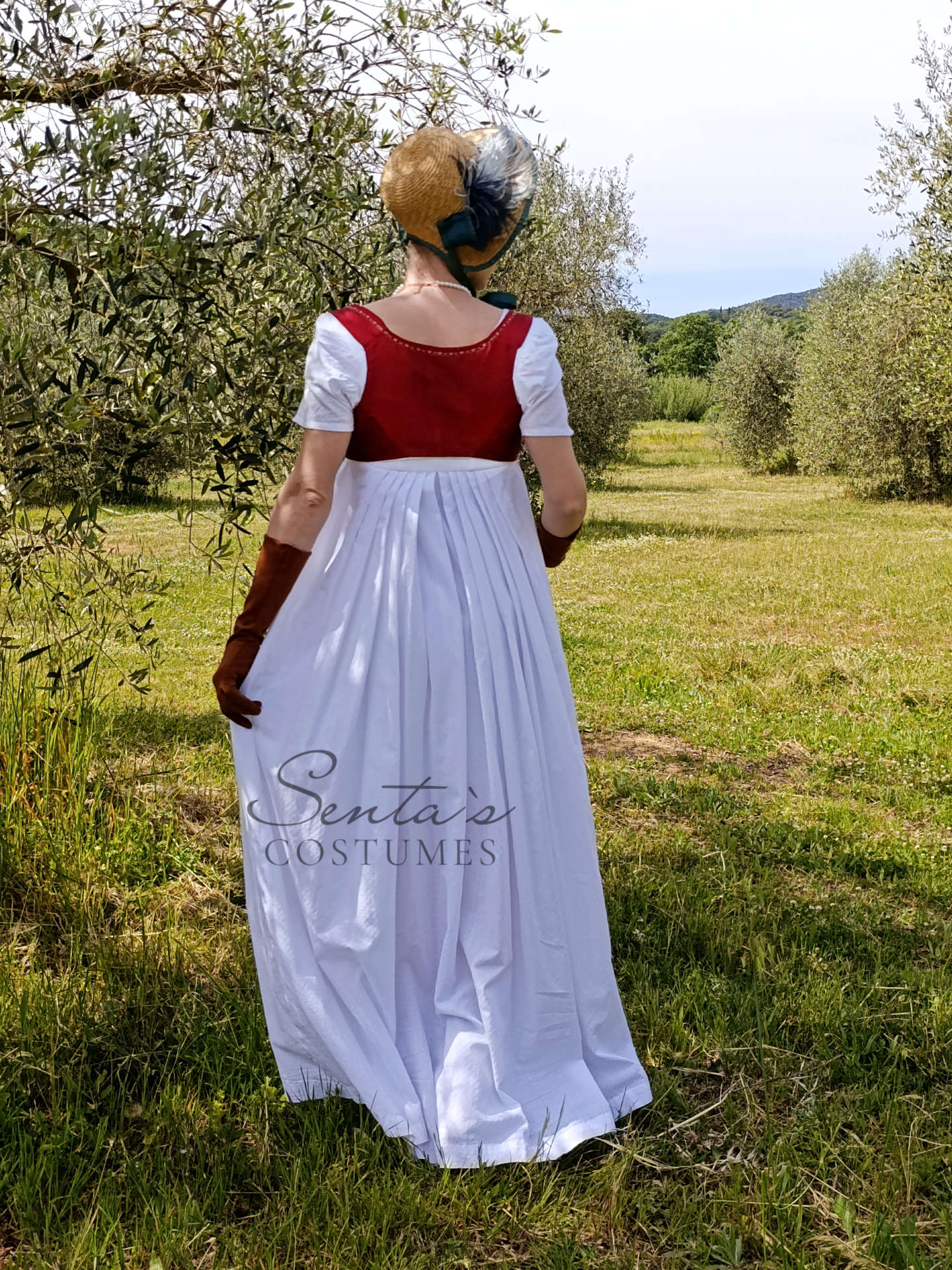 Regency Spencer corto in taffetà di seta color rosso taglia S M (EU)