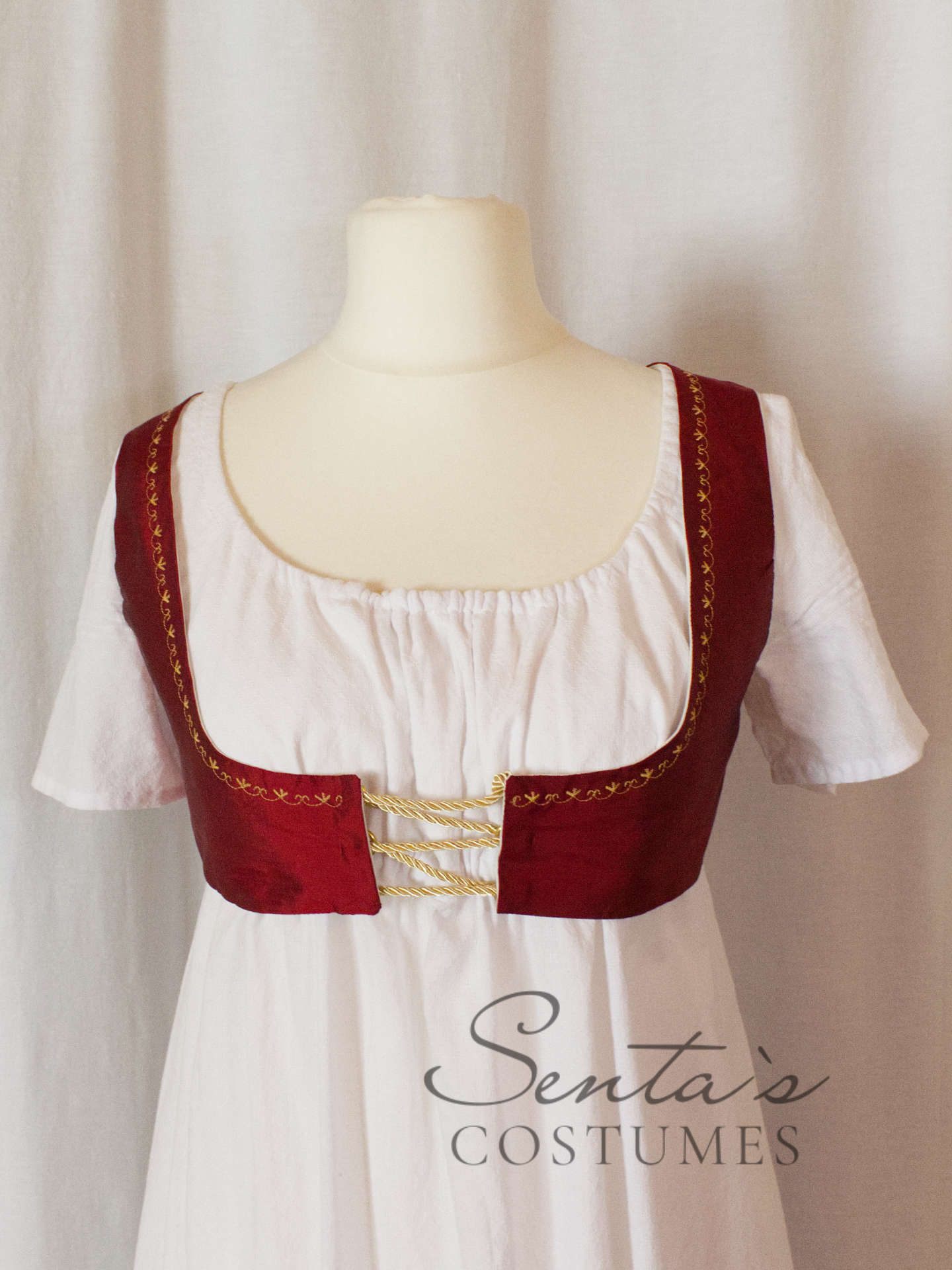 Regency Spencer corto in taffetà di seta color rosso taglia S M (EU)