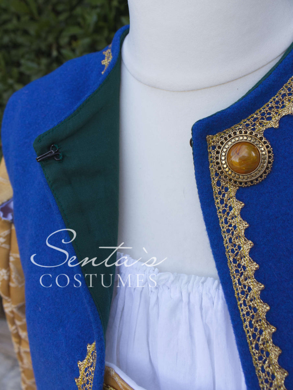 Long renaissance woollen coat in blue and green 36-42 (EU) – handmade