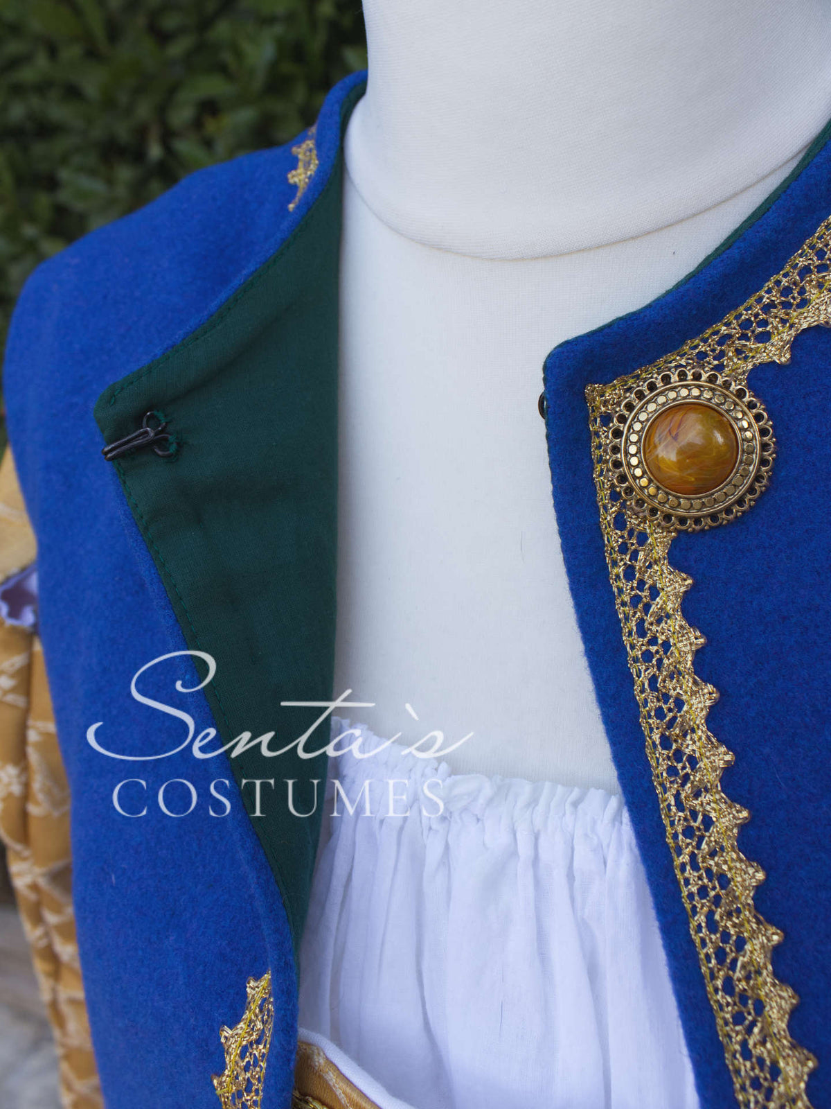 Long renaissance woollen coat in blue and green 36-42 (EU) – handmade